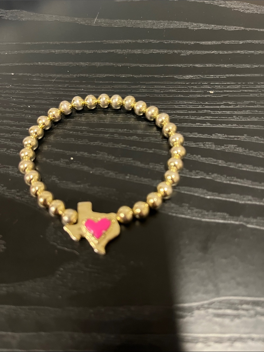 Kendra Scott Color Bar Ari Heart Texas Stretch Bracelet with hot pink stone